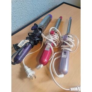 Vintage Lot Of 3 Hair Curling Irons Conair And Vidal Sassoon Nice Working Shape